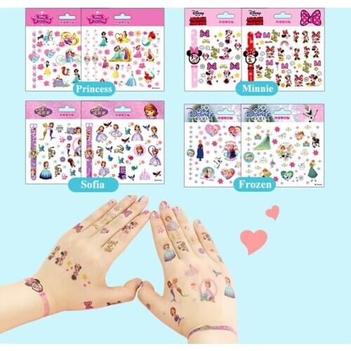 Disney Toys Frozen Elsa Anna Minnie Girls Temporary Tattoo Body Art Flash Tattoo Stickers Sofia Pony Waterproof Styling Sticker