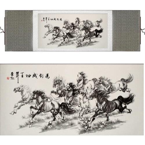 Traditional Chinese art painting Horse art painting Silk scroll art painting Horse picture