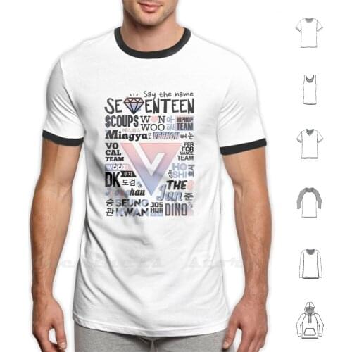 Seventeen Font Collage Ver. 2 ( Rose Quartz & Serenity ) T Shirt 100% Cotton DIY S-6xl Seventeen K Pop Korea Korean