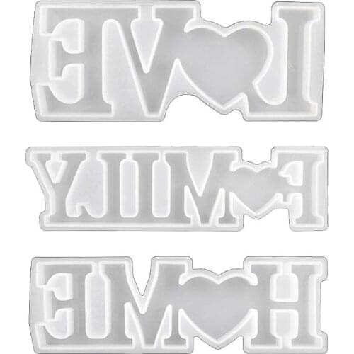 3 Pcs LOVE FAMILY HOME English Alphabet Decorations Crystal Epoxy Resin Mold DIY Crafts Letter Ornaments Silicone Mould