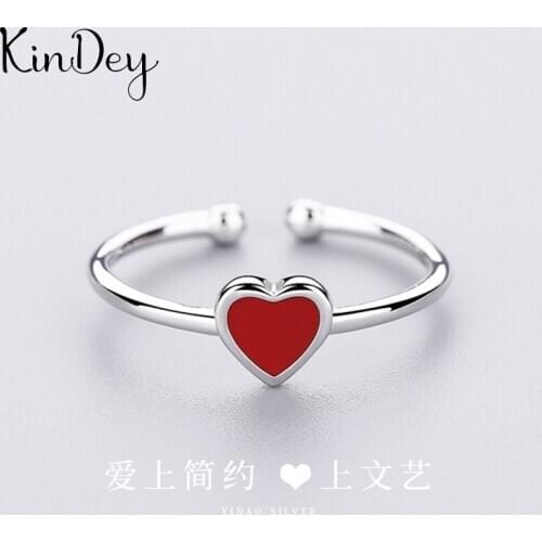 Summer Bohemian Ethnic Red Heart Ring For Women Female Fashion Finger Rings Korean Rings Girl Party Gift Gothic Jewelry