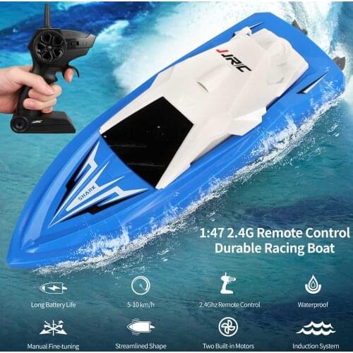 JJRC S5 1/47 Electric Rc Boat 10Km/h with Dual Motor Racing Rtr Ship Model 20Mins 2.4G Remote Control Racing Boats for Kids Boy
