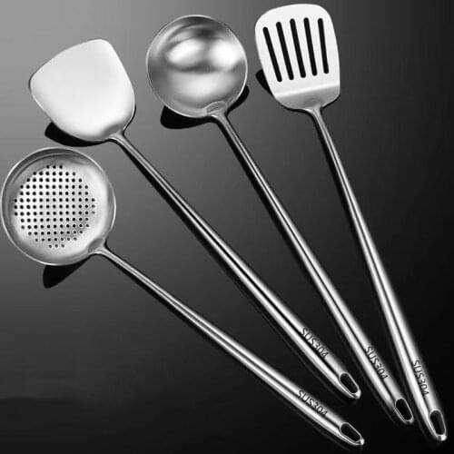 304 Stainless Steel Wok Spatula Kitchen Slotted Turner Rice Spoon Ladle Cooking Tools Utensil Set Dropshipping utensilio cocina