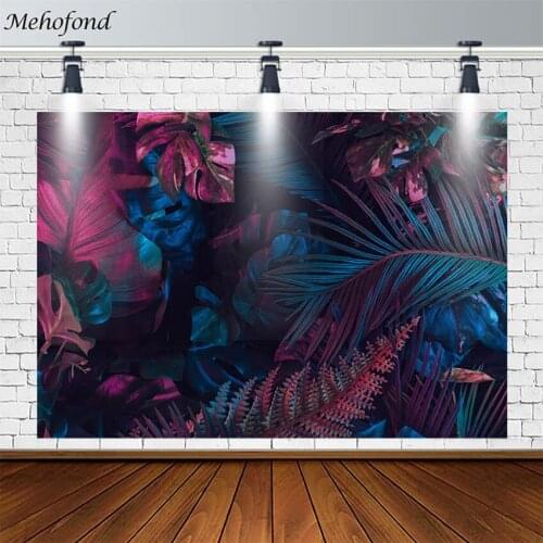 Mehofond Purple Blue Leaves Photography Backgrounds Tropical Jungle Wedding Photo Backdrops Studio Photophone For Food Birthday