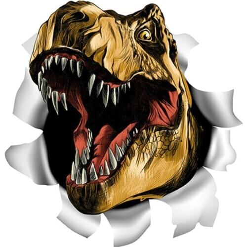 Dawasaru Dinosaur T-Rex Torn Metal Car Sticker Waterproof Cover Scratch Decal Laptop Motorcycle Auto Accessories PVC,13cm*12cm