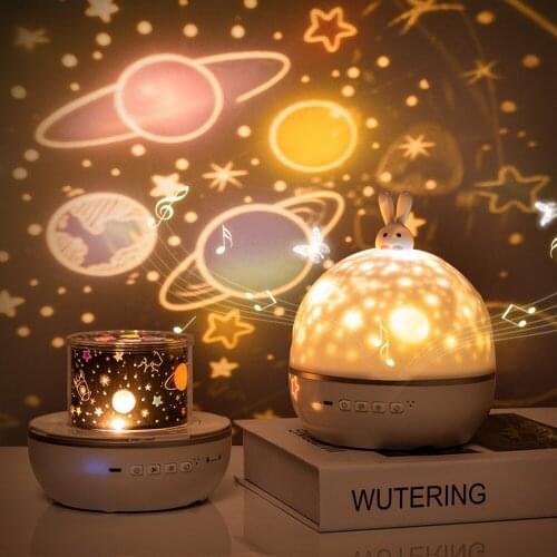 Music Projector Night Light Chargeable Universe Starry Sky Rotate LED Lamp Bluetooth Remote Flashing Star Kids Gift Dropshipping