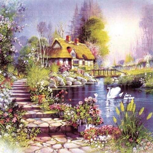 Swans Cross Stitch Embroidery Kits scenery Cotton Thread Painting Diy Needlework Dmc New Year Home Christmas Gift