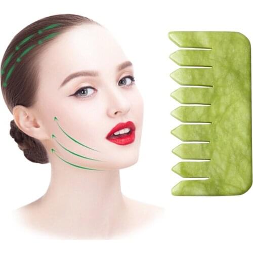 Natural Jade Gua Sha Comb Gouache Scraper Massager For Head Neck Back Leg Massage Guasha Board Face Skin Care Tool