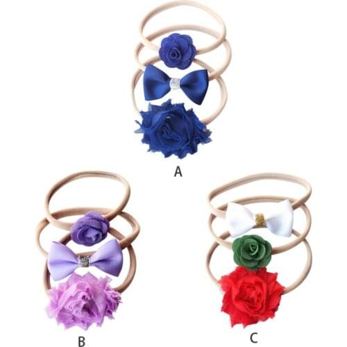 New Childrens Nylon Butterfly Ribbon With Rib Baby Holiday Hair Chiffon Flower Seamless Girl Headwear