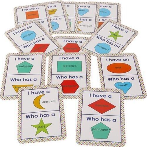 "I have" Shapes English Flash Cards Word Sentence Practice Kids Game Educational Toys For Children Montessori Gifts 13Pcs/Set
