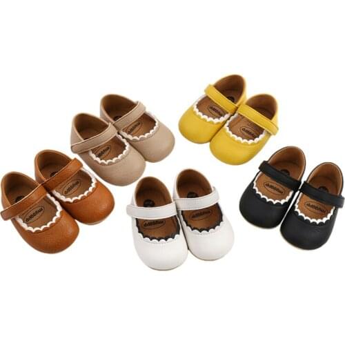 Newborn Princess Shoes Toddler Prewalker with Hook and Loop White/Brown/Black/Papayawhip/Lemon Yellow