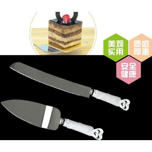 Wholesale 80pcs(40sets)/LOT Heart Design Wedding Cake server and Knife Set for Wedding Party Favors Supplies