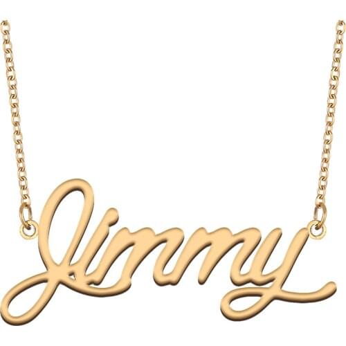 Jimmy Name Necklace for Women Stainless Steel Jewelry 18k Gold Plated Nameplate Pendant Femme Mother Girlfriend Gift