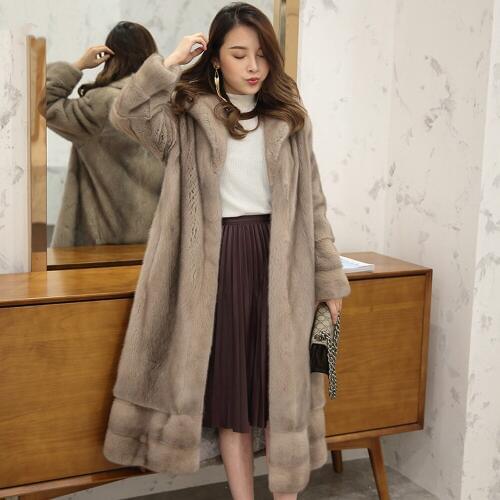 Luxury Real Mink fur coat women Winter thick warm mink fur coat Natural fur outwear Genuine Leather Real fur coat Female