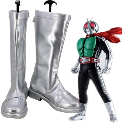 Kamen Rider Masked Rider 1 Cosplay Boots Silver Shoes Custom Made Any Size