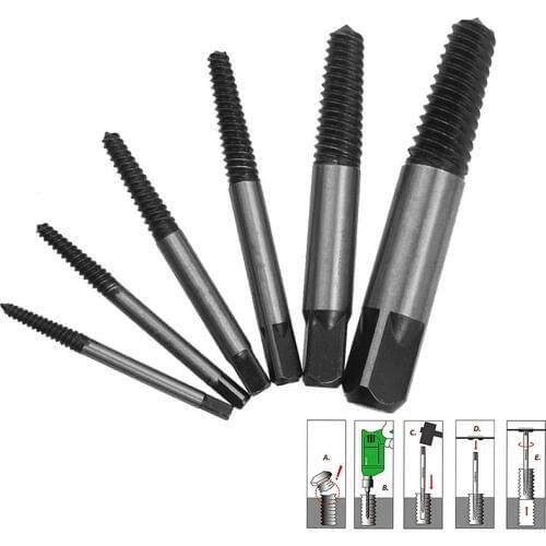 6pcs Damaged Broken Screws Extractor Drill Bits Easy Out Remover Center Drill Damaged Bolts