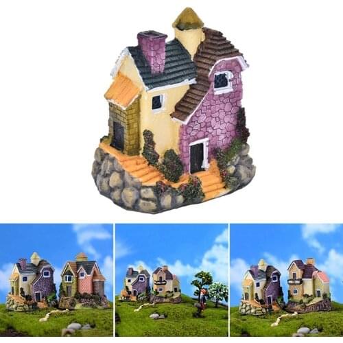Fairy Garden Miniature Resin Thatched House Micro Landscape Ornament Decoration Artificial Mini Garden Crafts Decorations
