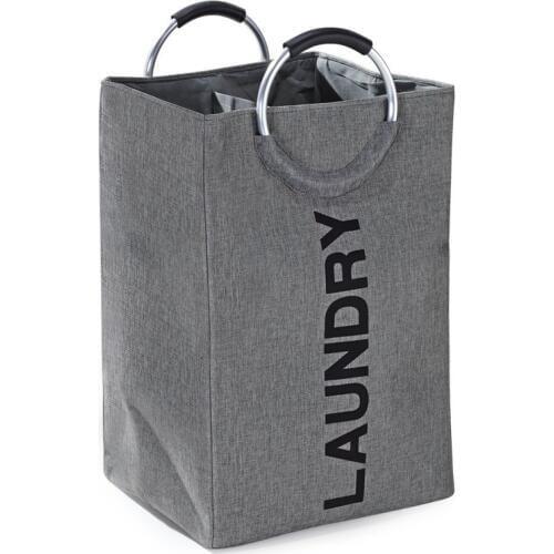 Portable Laundry Bag, Collapsible Laundry Hamper with Aluminum Handles, Foldable Clothes Bag, Large Washing Storage Bag Bin