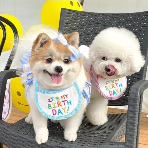 Pet Triangle Bandage Cute Dog Collar Birthday Cat Supplies Pet Accessories Cartoon Puppy Bandage Small Dog Pet Supplies