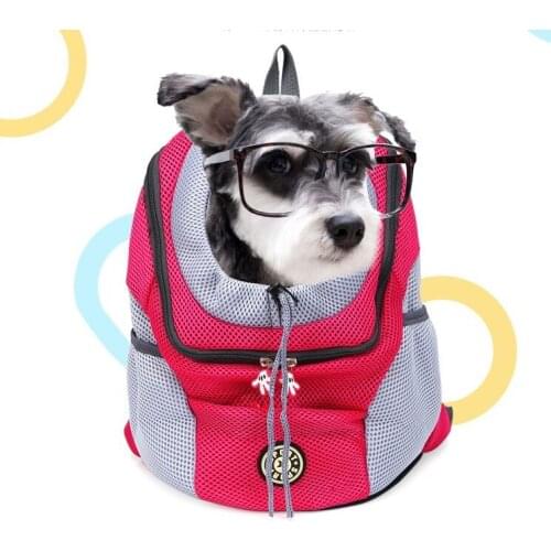 Venxuis New Out Double Shoulder Portable Travel Backpack Outdoor Pet Dog Carrier Bag Pet Dog Front Bag Mesh Backpack Head