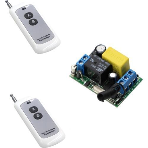 Input AC220V 10A Wireless Remote Control Light Switch Receiver Module & Transmitter with 2 Button ON OFF Output 220V 20-200m