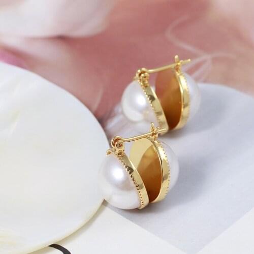 Vintage small fragrant style imitation pearl stud earrings V-shaped double-sided earrings