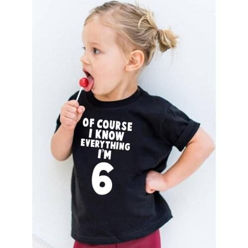 Of Course I Know Everything I'm 3/4/5/6 Kids Funny Birthday T Shirt Toddler Boys Girls Short Sleeve Tshirt Children Casual Tops