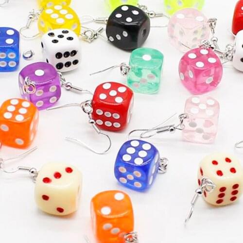 Fun 3D Dice Pendant Earring Tassel Casino Women Candy Color Personality Fun Jewelry Gift