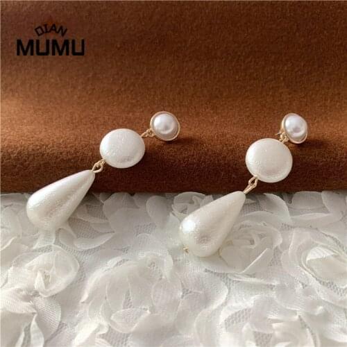 Ladies frosted texture long pearl earrings long wedding earrings for bridal fashion party jewelry