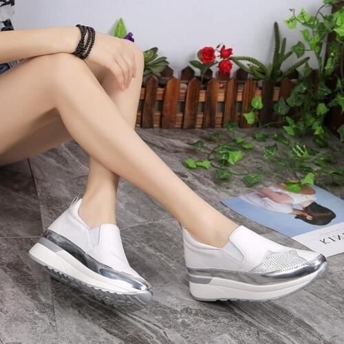 Wedge Shoes Platform Sneakers Woman Crystal Lightweight Sneakers Womens Black/White Shoes Sport Platform Woman Chunky Trainer