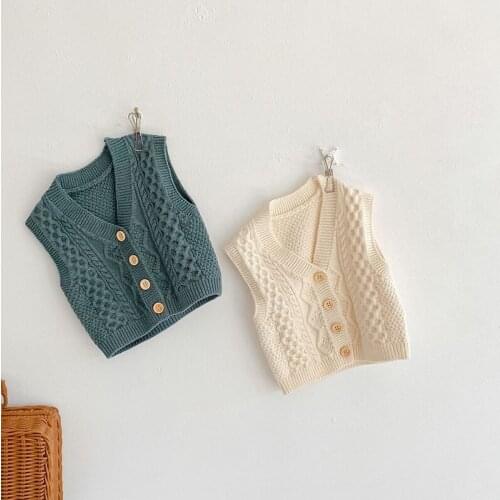 Baby Vest Sweaters Baby Girl Solid Sleeveless Cardigan Baby Boys Sweaters Knit Vest Kids Toddler Autumn Outerwear