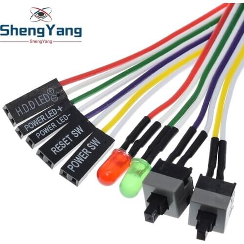 1PCS 65CM Slim PC Compute Motherboard Power Cable Original On Off Reset with LED Light PC Power Reset Switch Push Button Switch