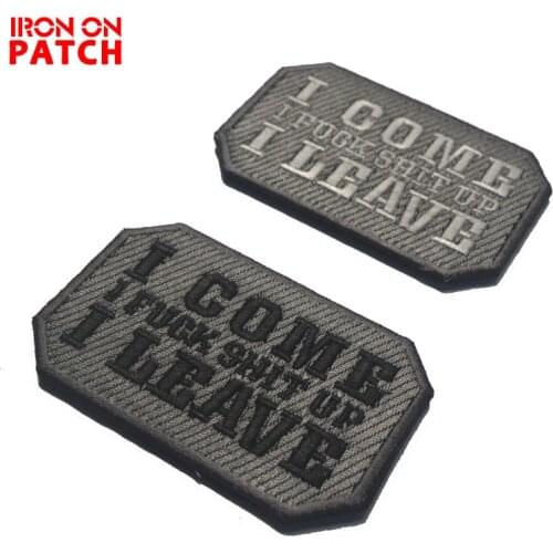 3pcs I COME I LEAVE Tactical Patch Patches Hook & Loop 3D 100% Embroidery Badge Military Army Armband Backpack Badge