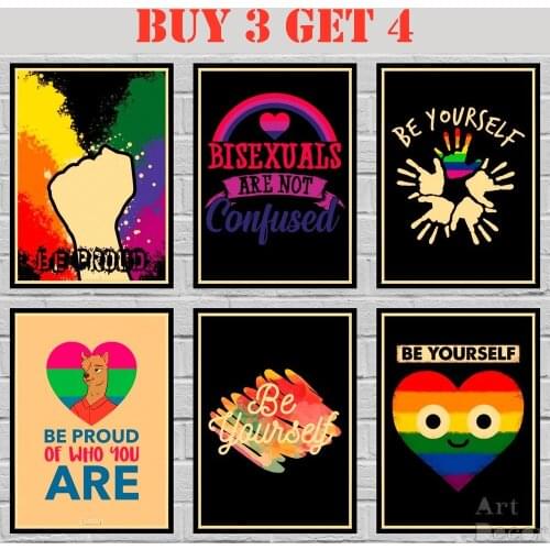 36 Designs Lgbt Human Rights Kraft paper Poster Love Is Love Art Painting Abstract Fancy Wall Sticker 42X30cm
