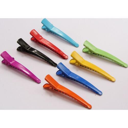50 Mixed Color Prong Alligator Hair Clips 45mm with Teeth Bows