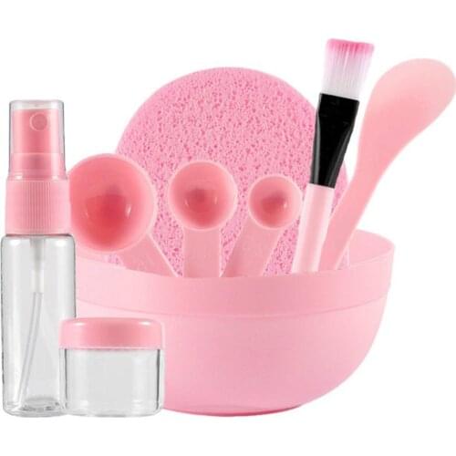 9Pcs/Set Pink DIY Mask Bowl Brush Beauty Tool Homemade Stick Spray Bottle Measuring Spoon Women Makeup Tools Accessories