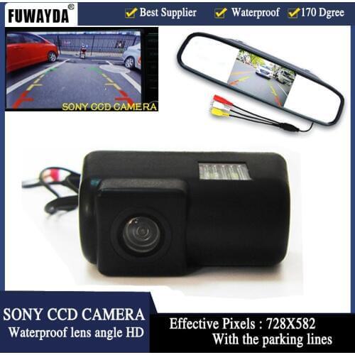 FUWAYDA CCD HD 4.3" Car Rearview Mirror Parking Monitor System, LED Night Vision Car Rear View Camera for FORD TRANSIT CONNECT
