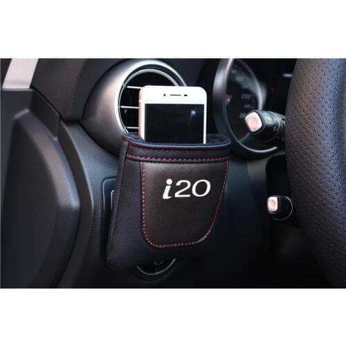 Pu Leather Bag Car Phone Holder For Hyundai I20 Clip on Air Outlet Car Air Vent Stow Tidy Storage