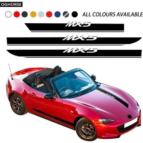 Car Styling Racing Sport Hood Decal Bonnet Body Kit Side Stripes Skirt 5D Carbon Fiber Vinyl Stickers for Mazda MX-5 NA NB NC ND