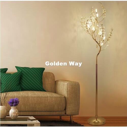 Free Shipping Modern Iron 9 Lights Crystal Table Lamps Antique Retro Crystal Floor Lights Living Room Bedroom Decora Lighting