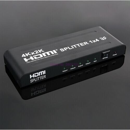 Dhl or fedex 20pcs Full HD 1X4 HDMI Splitter Switch 1 In 4 Output 4K*2K 3D Video Audio Converter Adapter for PS4 Xbox HDTV