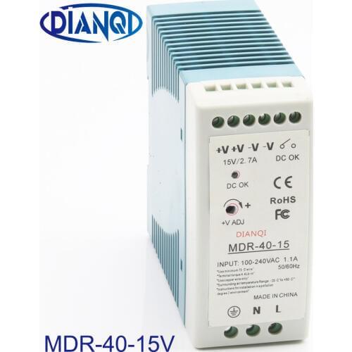 DIANQI MDR-40 12V 5V 15V 24V 36V 48V 40W Din Rail power supply ac-dc power supply unit 110V 220V for LED Strip Light