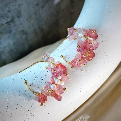 Elegant Hoop Imitation Pearl Hoop Earring Fruit Earrings Charms Pomegranate Accessories Earring Fashion Pomegranate Earrings