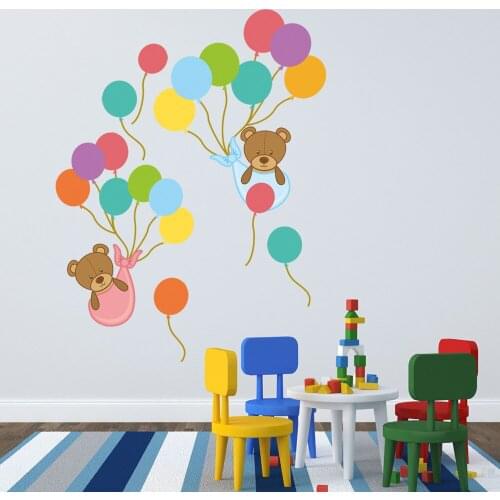 Colorful Balloon Wall Sticker Children 's Room Decor Nursery Room Classroom Cartoon Bear Wall Decals Poster