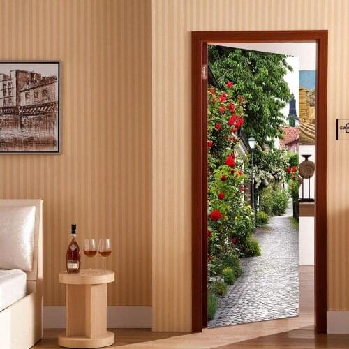 Imitation Rose in the Medieval Toen Wooden Doors Refurbished PVC Sticker Self-adhesive Decoration Home Decor 200x38.5cm 2pcs