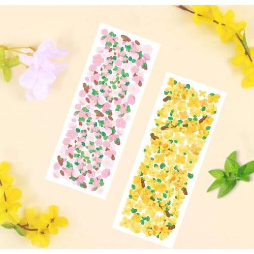 Korean Kawaii Flowers Stickers Pink Cherry Blossom DIY Scrapbook Album Decoration Mobile Phone Idol Card Stationery Stickers