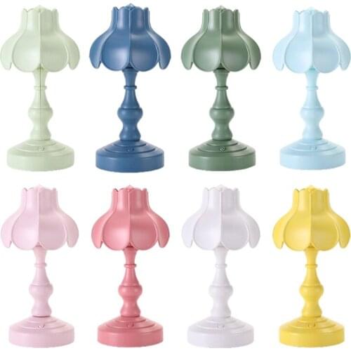 Creative Retro Lotus Leaf Lampshade Desktop Night Light Touch Control Desk Night Lamp Home Bar Club Decorative Device