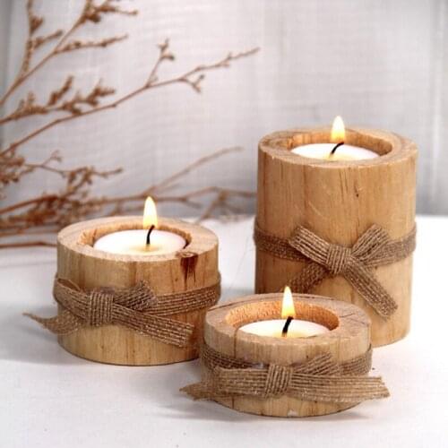 Creative Wood Candlestick Handmade Fleshy Flowerpot Small Teal Light Candle Holder For Home Party Christmas Decoration Ornaments