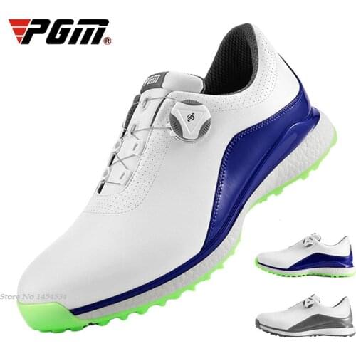 PGM Golf Sneakers Men Knob Laces Waterproof Wear Microfiber Leather Shoes Spring Summer Anti-Slippage Popcorn Rubber Sole Shoes