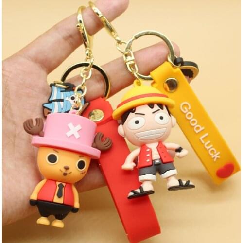 Wholesale 5 Pcs 2021 ONE PIECE Key Chain Luffy Chopper Japanese Animes Cartoon Figure Key Ring Anime Toys Gifts for Men Women